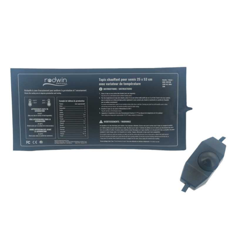 RODWIN - 20W - 25x53cm - Temperatuurdimmer mat