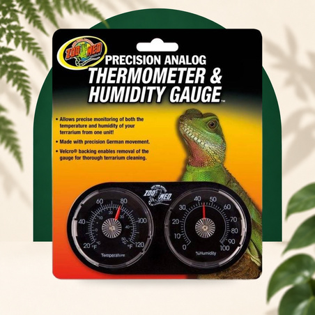 Ingezoomde terrarium analoge thermometer + hygrometer