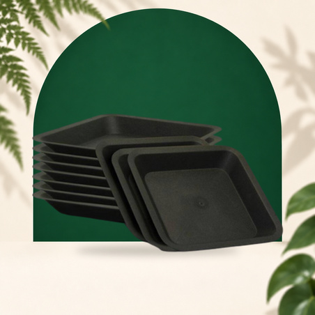 Soucoupe carré noire - 36,5 x 36,5cm - 20L
