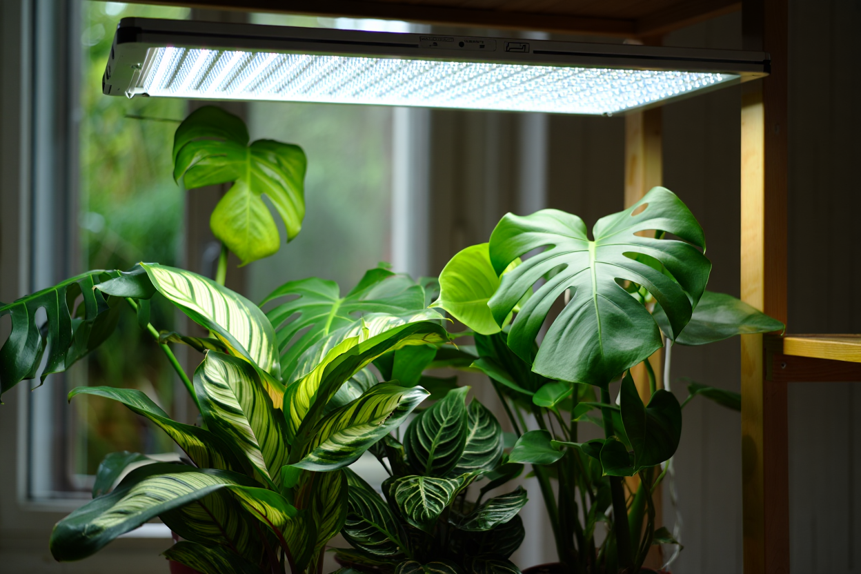 Plantes tropicales d'intérieur sous éclairage LED horticole