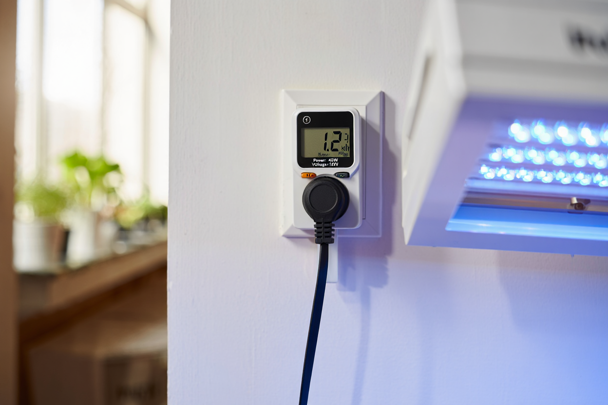 Wattmètre mesurant consommation lampe horticole
