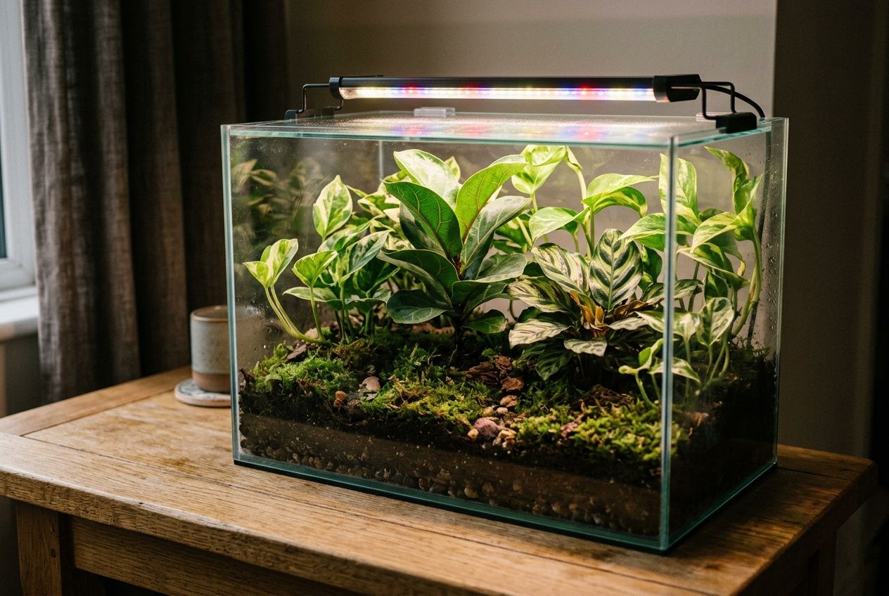Terrarium éclairé par LED bi-spectre